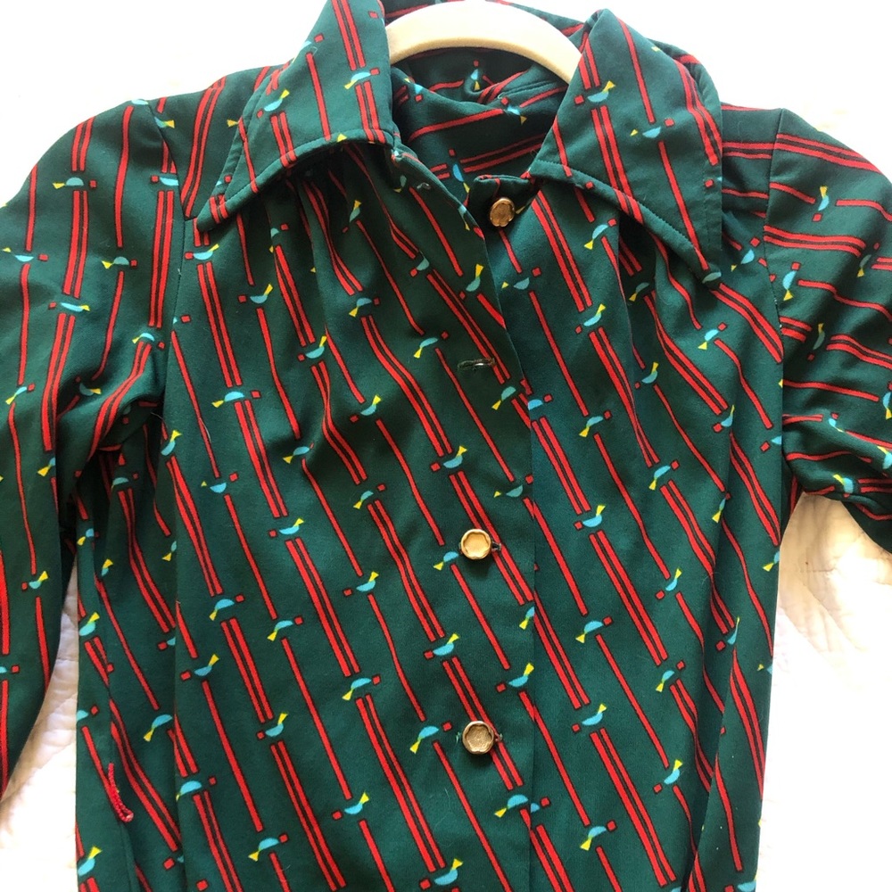 VINTAGE SHIRT DRESS - Gold Buttons, cute tie waist